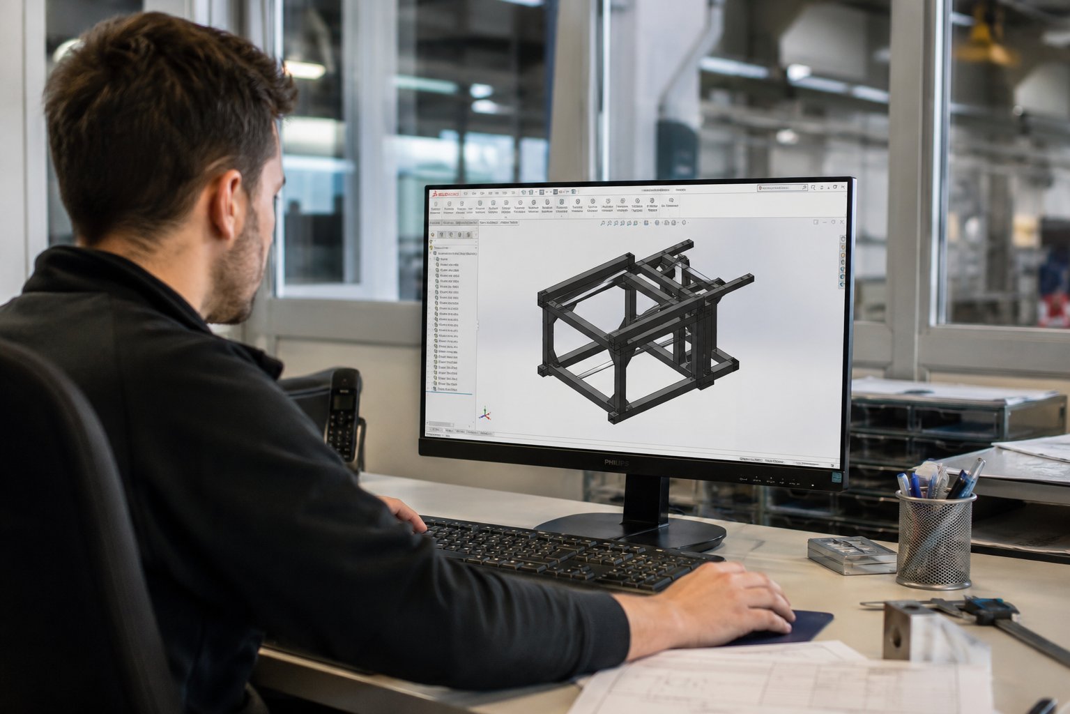 Modellazione 3D parametrica in SolidWorks di una struttura in carpenteria metallica
